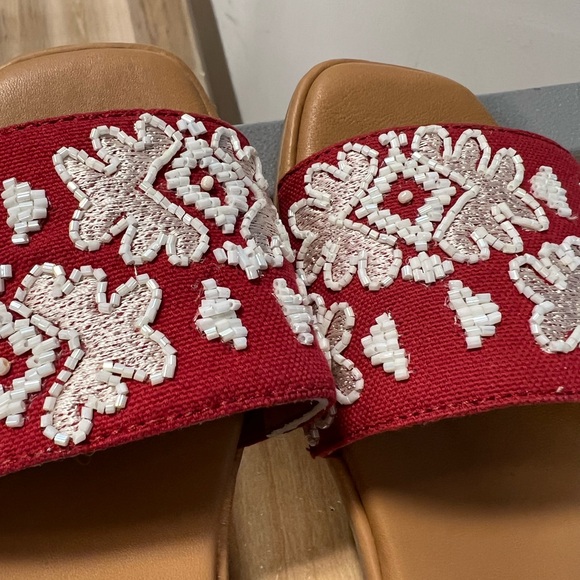 Haute Hippie Red and White Embellished Sandals - Picture 2 of 2